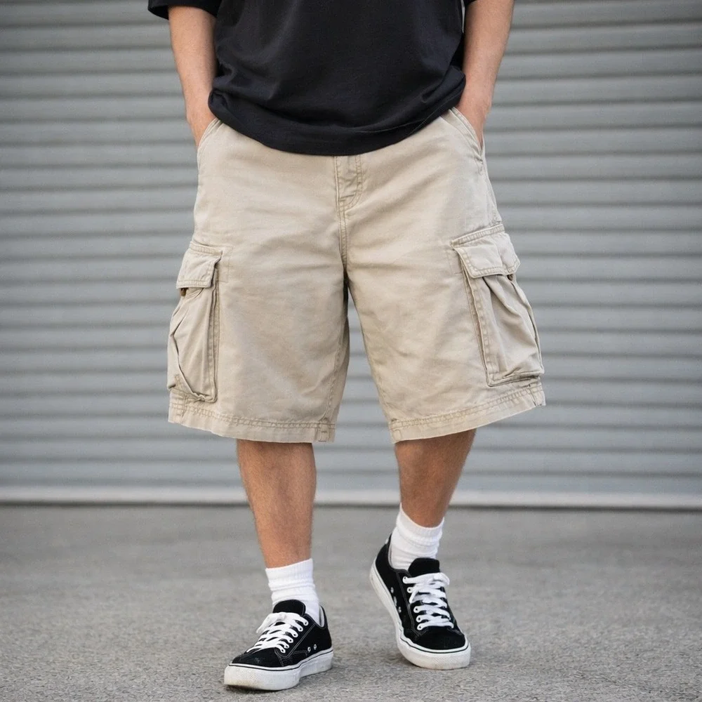 Levi's Cargo Shorts Mens 32 Beige Loose Baggy Y2K‎ 2000s Skate Workwear